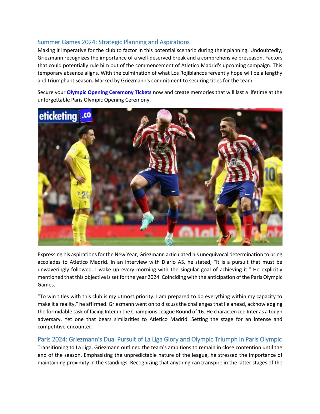 PPT Summer Games 2024 Atletico's Strategy, griezmann's Dual