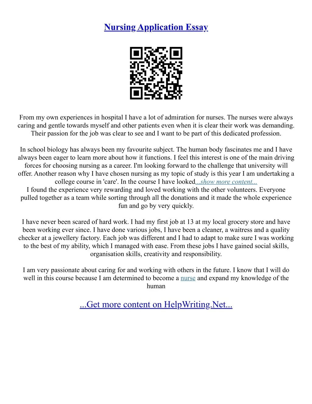 PPT - Sample Nursing Admission Essay PowerPoint Presentation, free ...