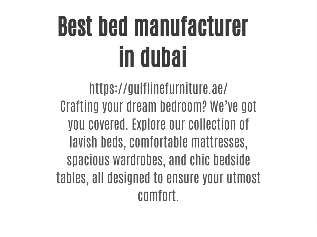 PPT Best bed manufacturer in dubai PowerPoint Presentation, free download ID12785266
