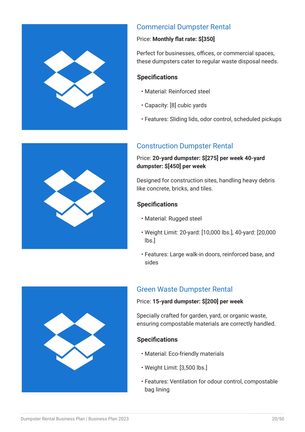 dumpster rental business plan