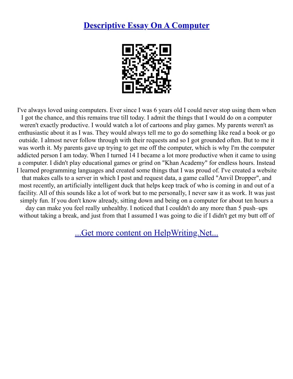 Discriptive Computer PPT - Simple Essay On Computer PowerPoint Presentation, free download ...