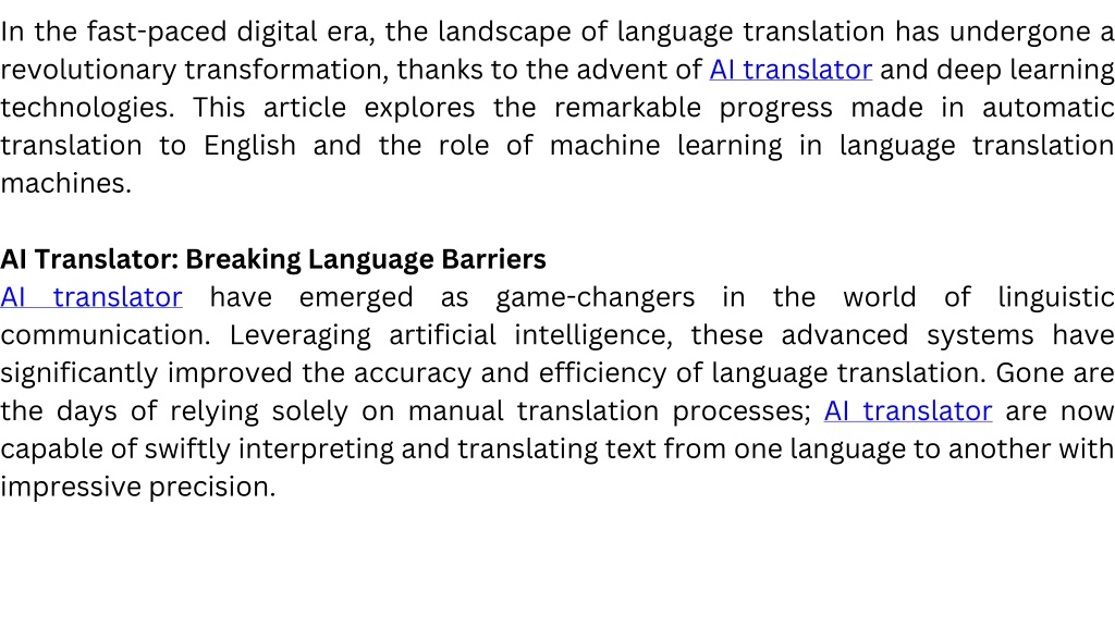 PPT - The Evolution of Language Translation: Unveiling the Power of AI Translator PowerPoint 