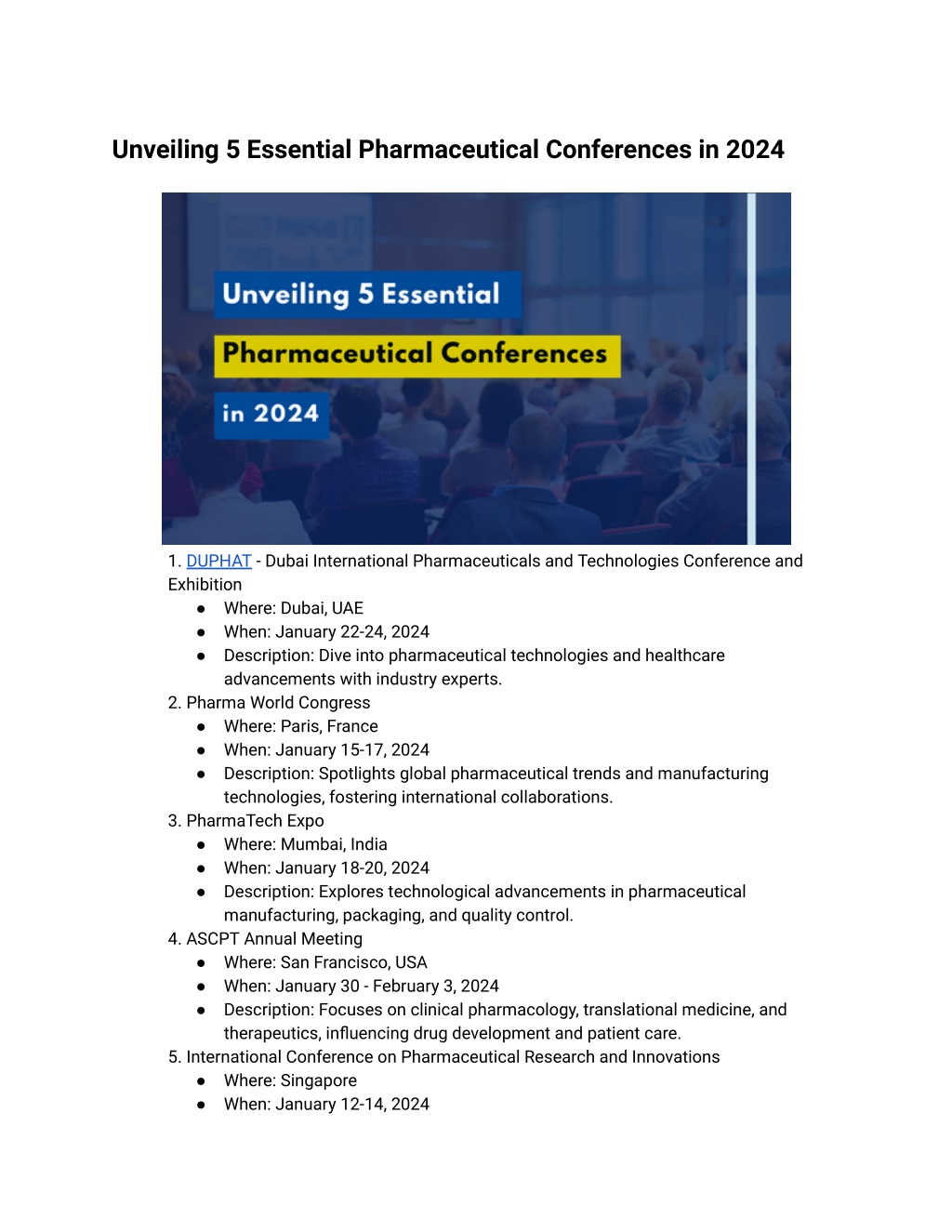 PPT Unveiling 5 Essential Pharmaceutical Conferences in 2024