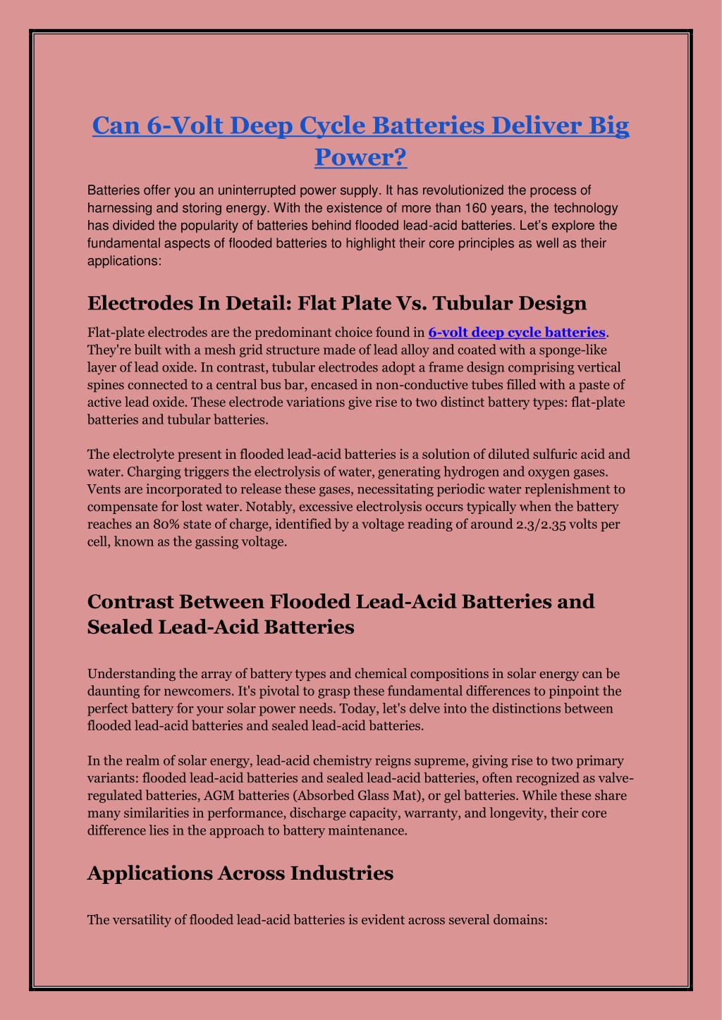 PPT TROJAN Battery_6 volt deep cycle batteries PowerPoint