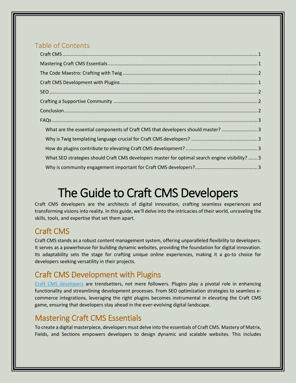 PPT - The Guide to Craft CMS Developers PowerPoint Presentation, free ...