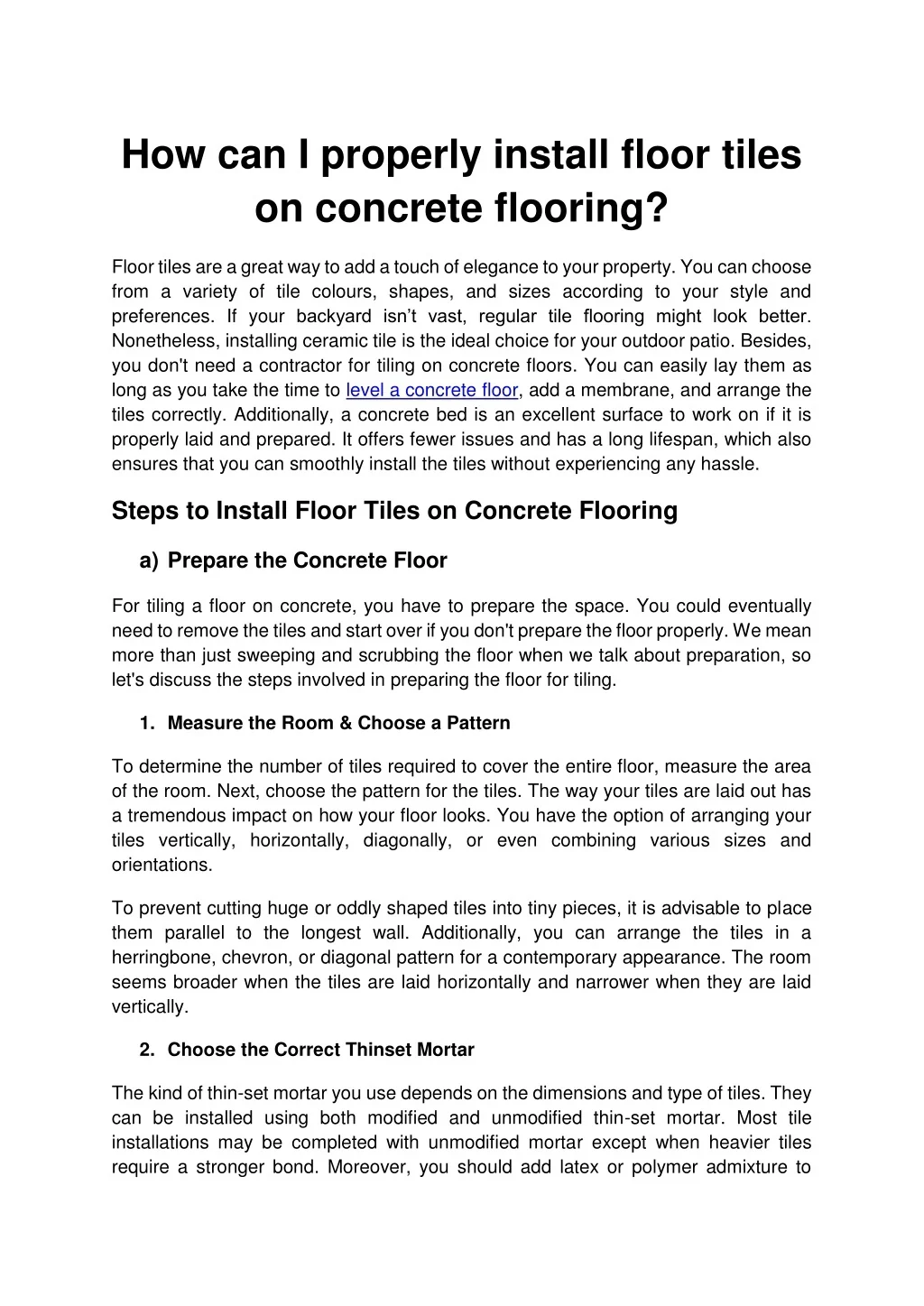 PPT - How can I properly install floor tiles on concrete flooring ...