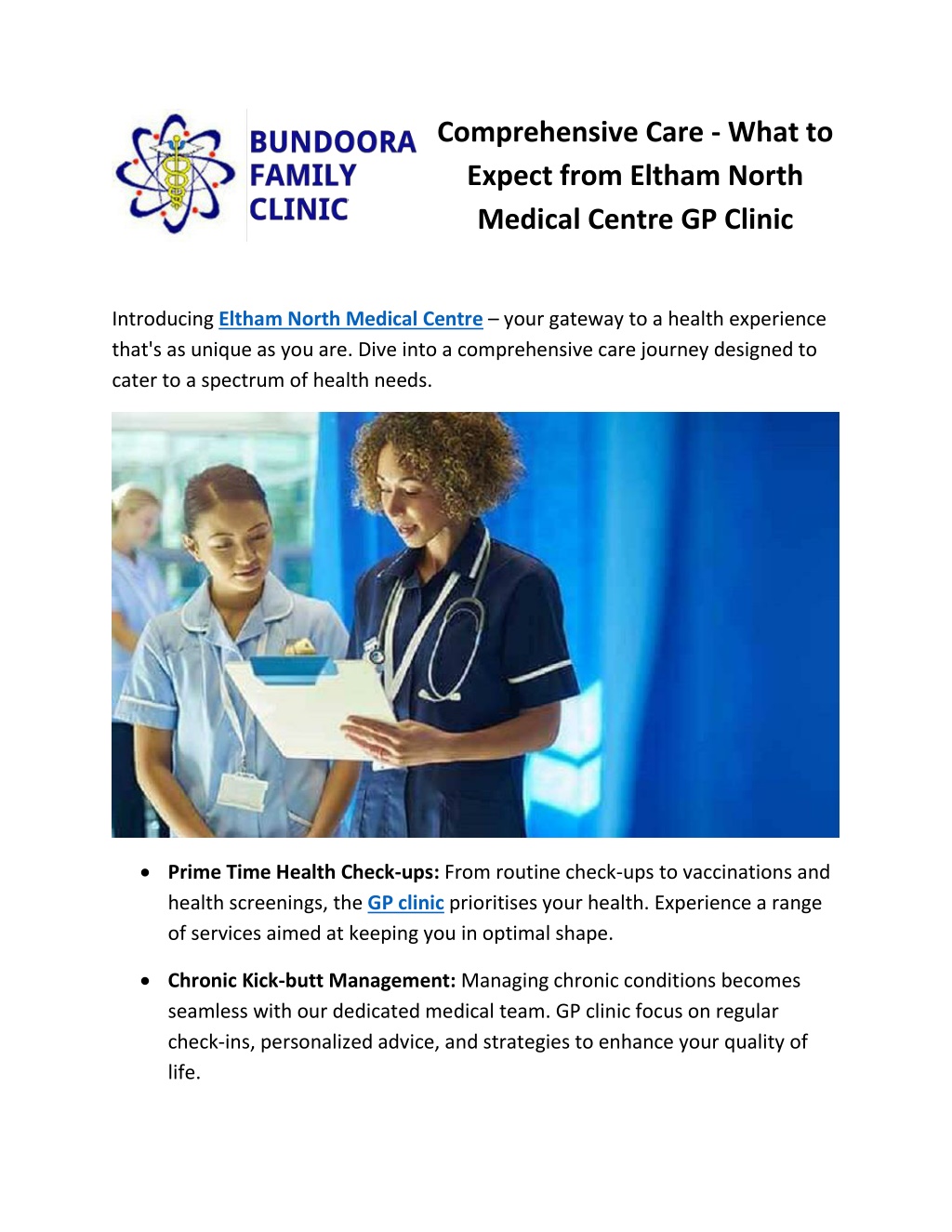 PPT Comprehensive Care What to Expect from Eltham North Medical