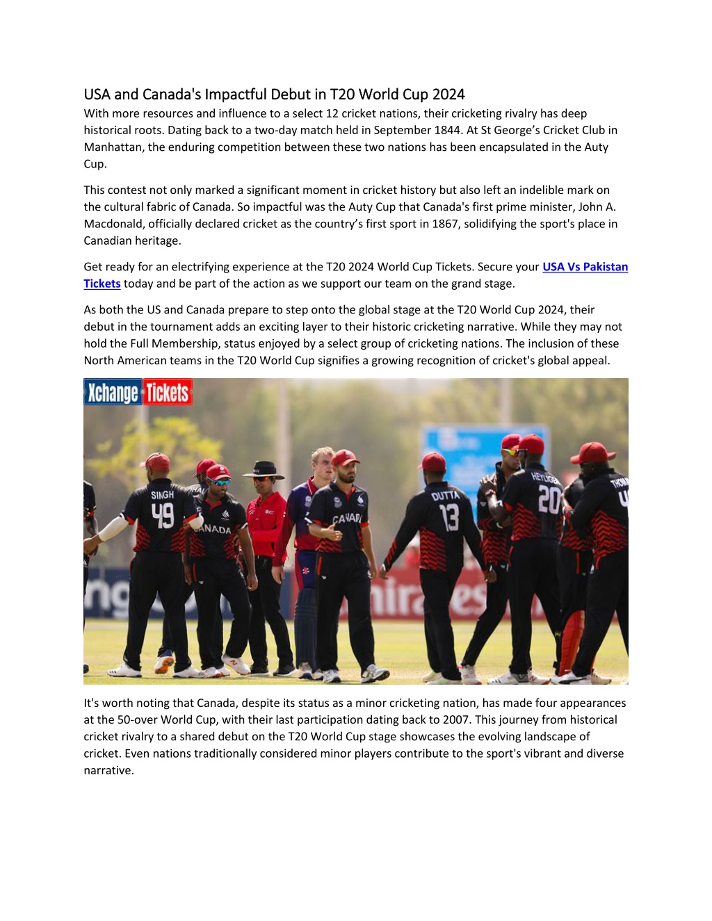 PPT US And Canada Unite To Kick Off T20 World Cup 2024 In Dallas   Usa And Canada S Impactful Debut In T20 World L 