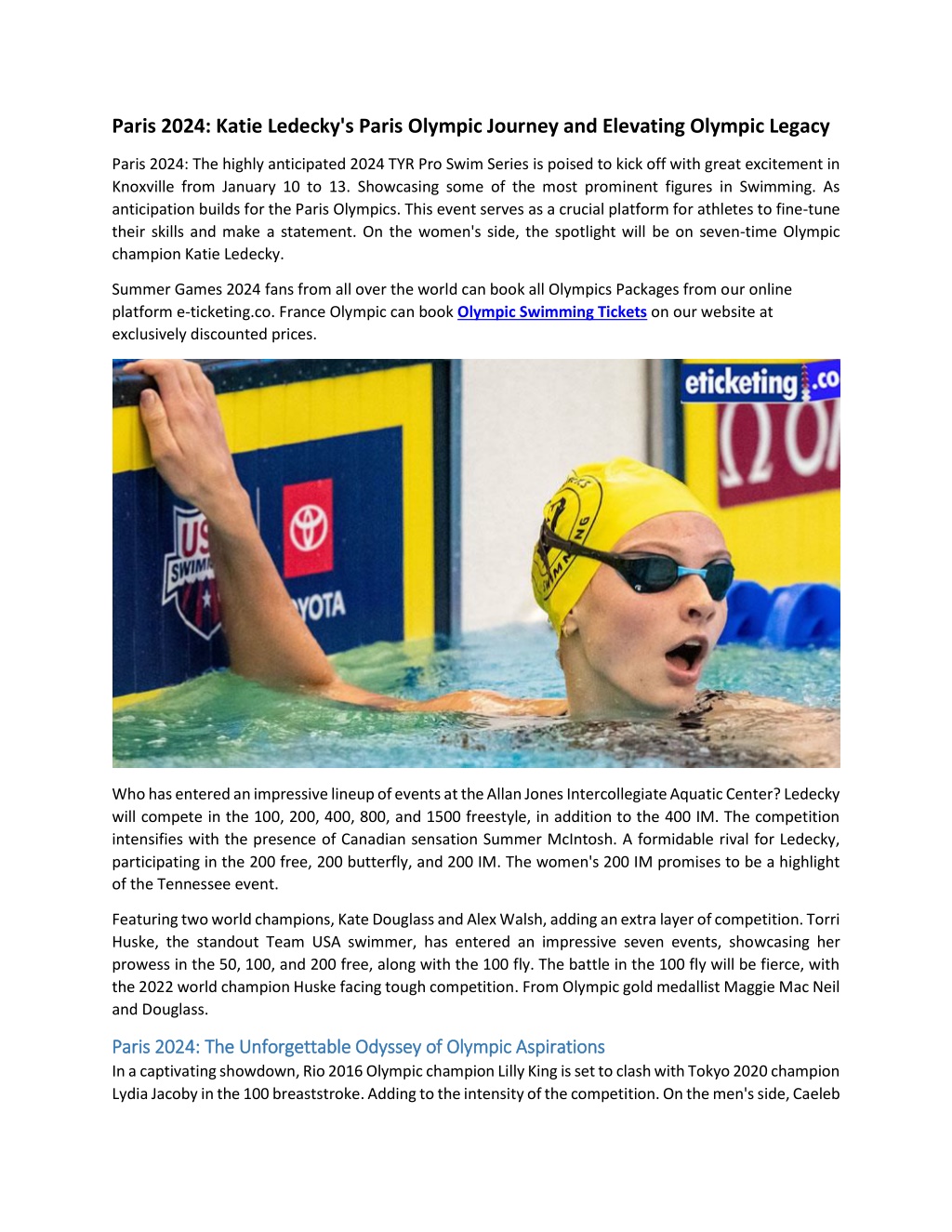 PPT Paris 2024 Katie Ledecky's Paris Olympic Journey and Elevating