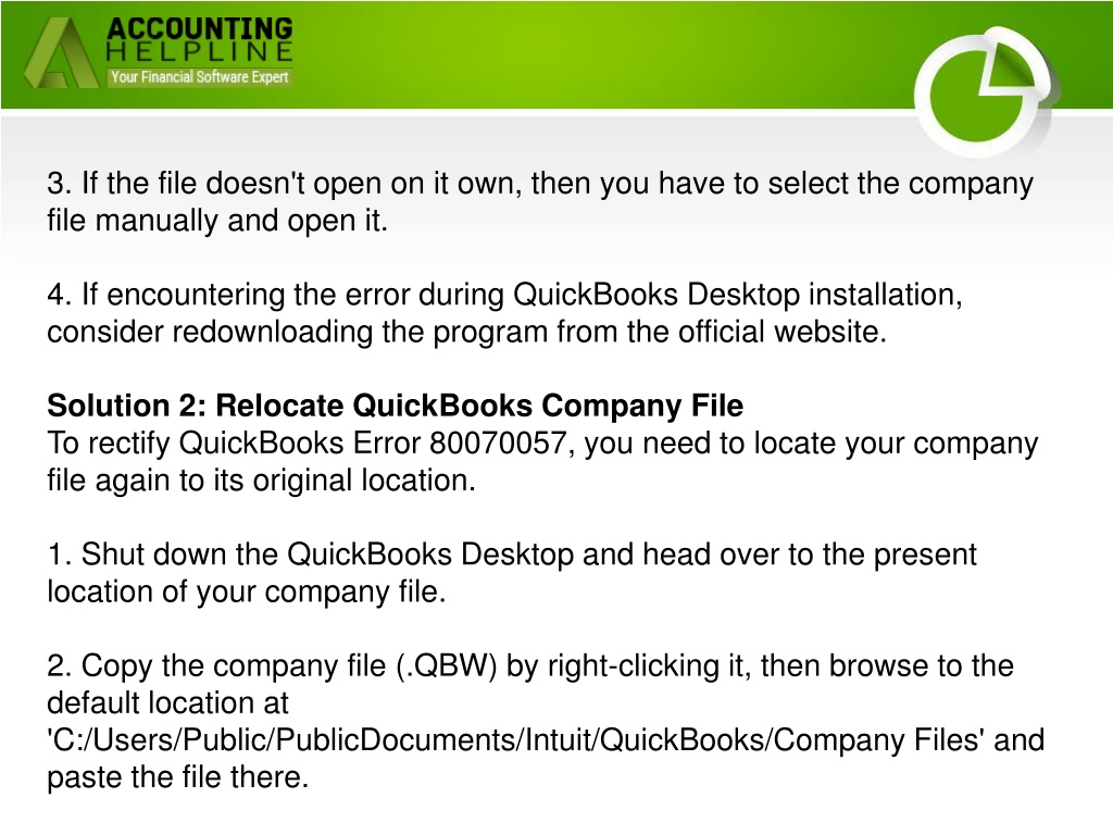 Ppt A Complete Procedure To Resolve Quickbooks Error 80070057