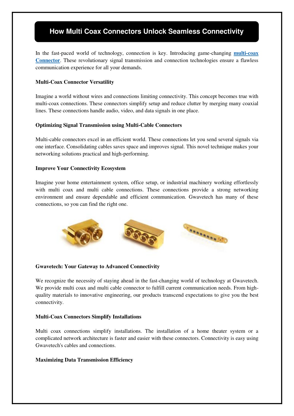 PPT - How Multi Coax Connectors Unlock Seamless Connectivity PowerPoint 