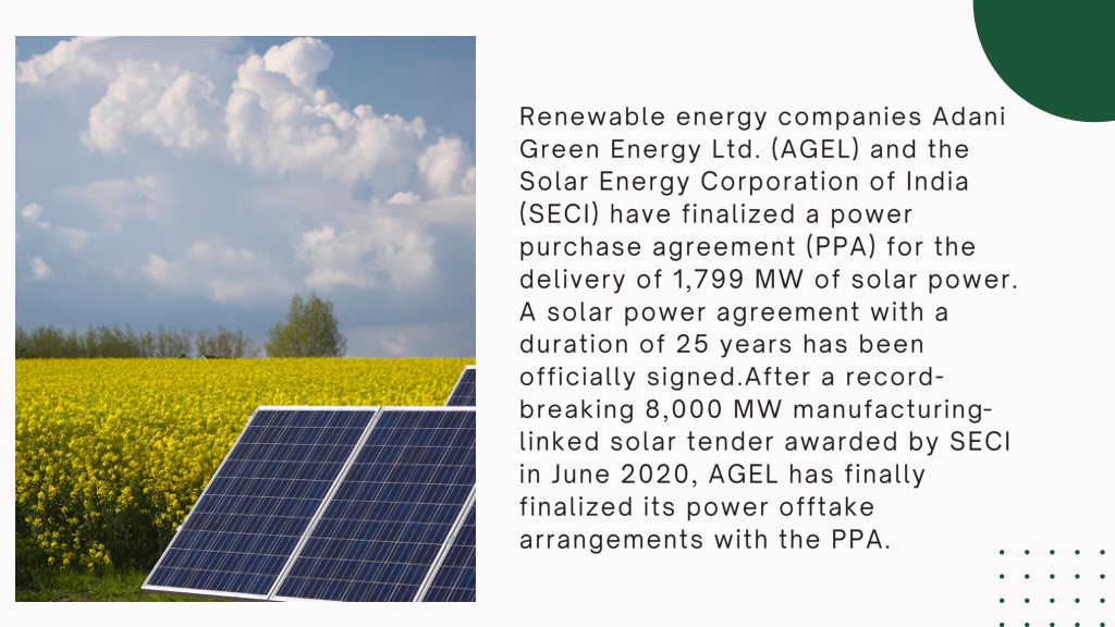 PPT - Adani Green Energy Completes Power Purchase Project Of 8,000 MW ...