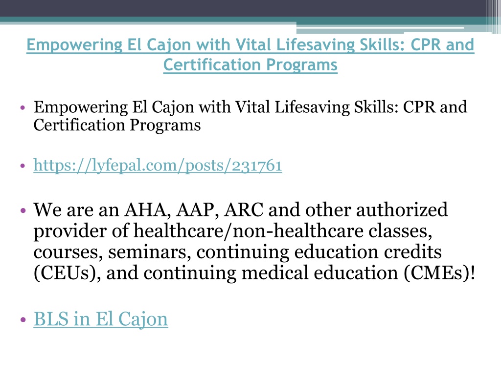 Ppt Empowering El Cajon With Vital Lifesaving Skills Cpr And