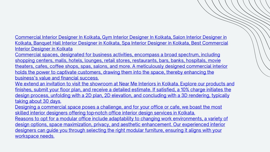 Commercial Interior Designer In Kolkata L 