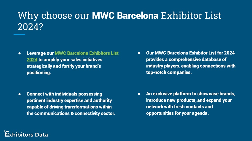 PPT MWC Barcelona Exhibitors List 2024 PowerPoint Presentation, free