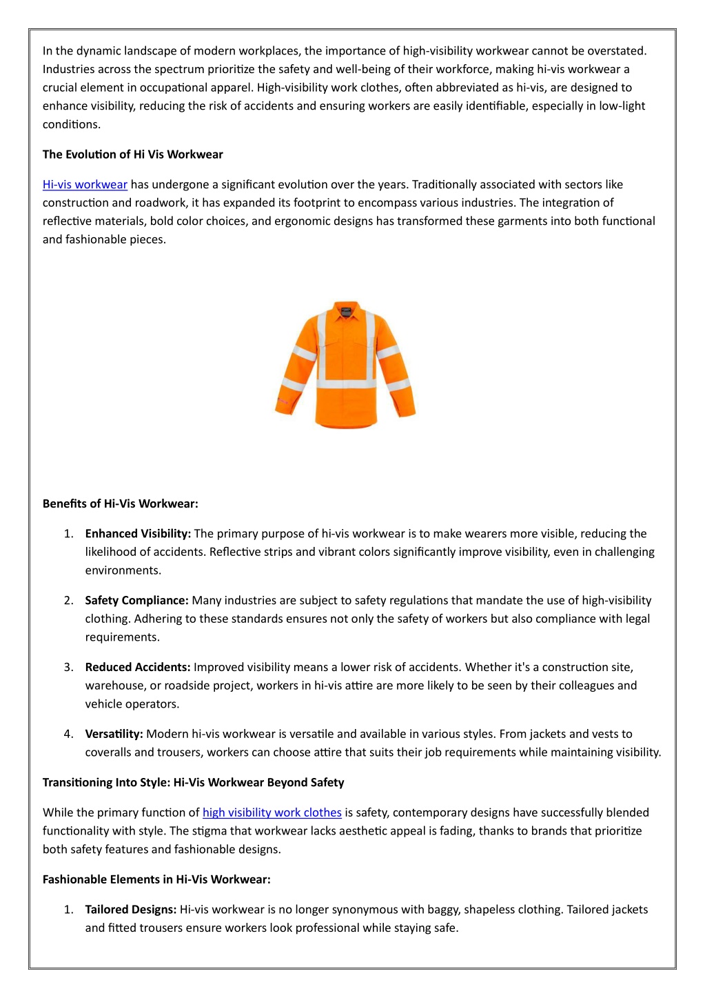 The evolution of high visibility protective workwear