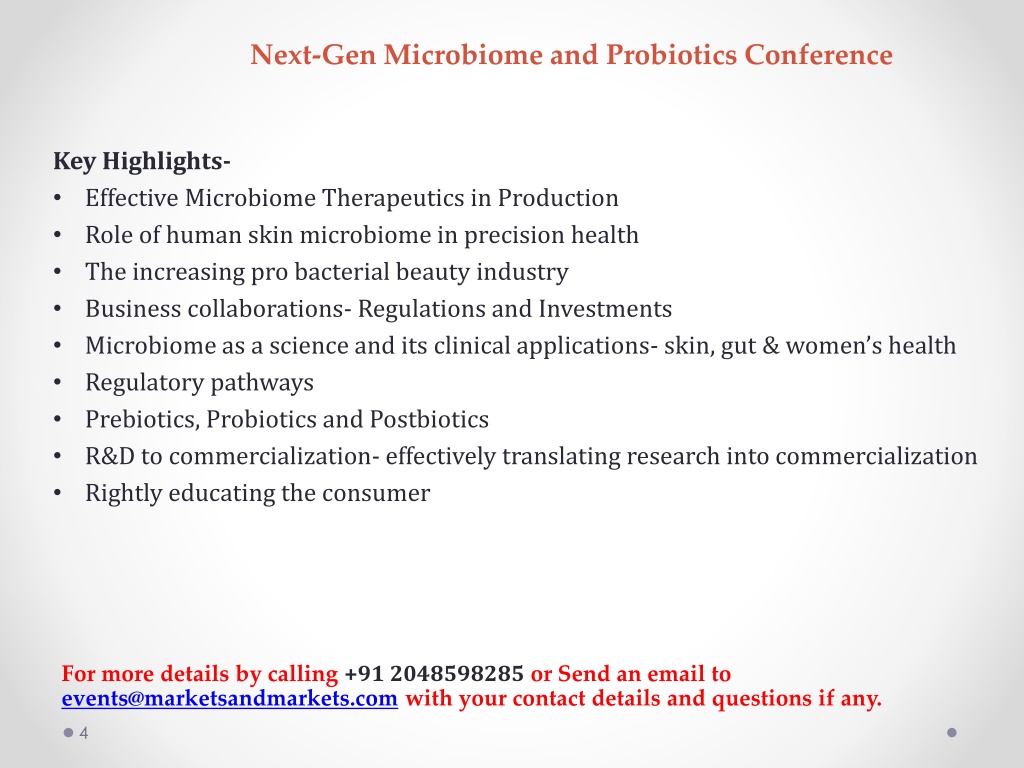 PPT 2024 NextGen Microbiome and Probiotics ConferenceDouble Tree