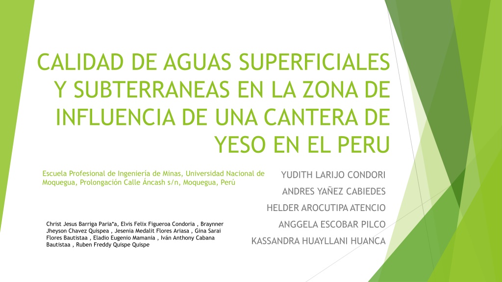 PPT - CALIDAD DE AGUAS SUPERFICIALES Y SUBTERRANEAS EN LA ZONA DE ...