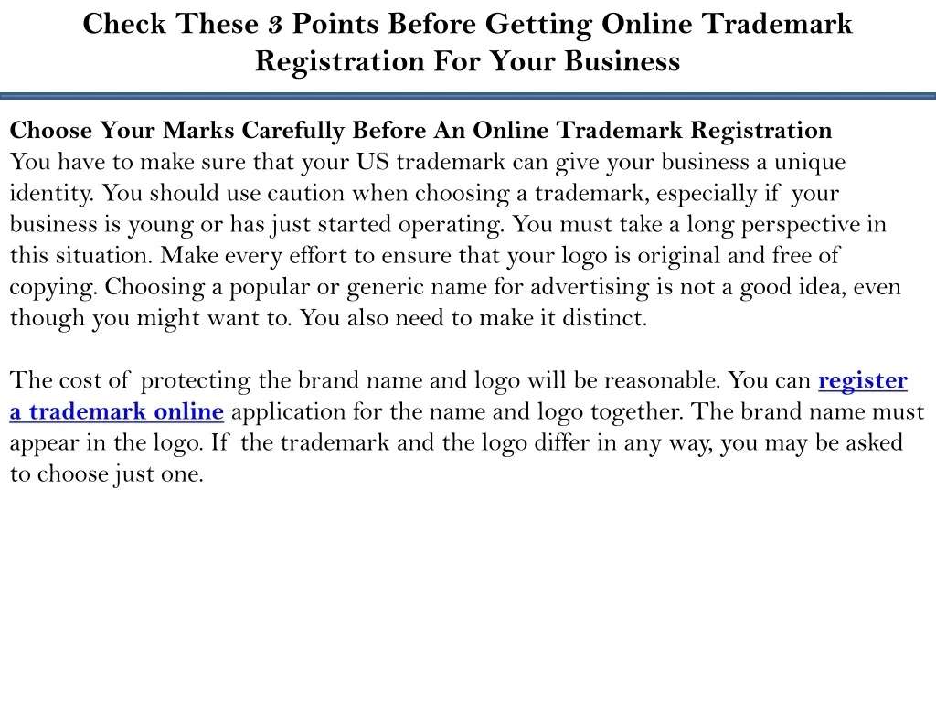 Gallery Detail: Ppt Check These 3 Points Before Getting Online Trademark Registration