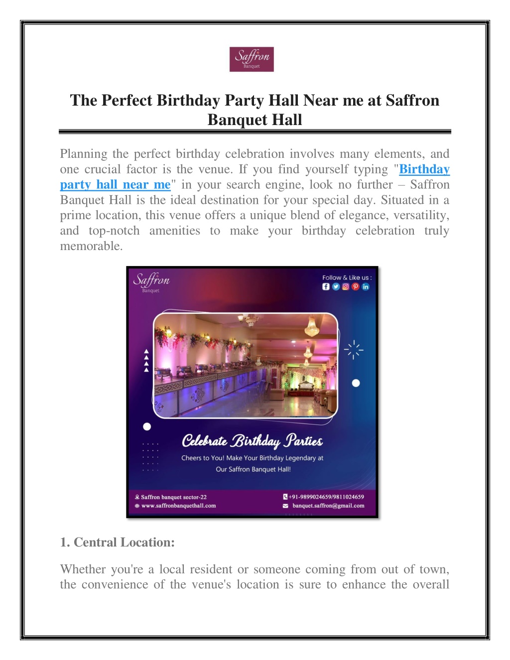 PPT The Perfect Birthday Party Hall Near Me At Saffron Banquet Hall 