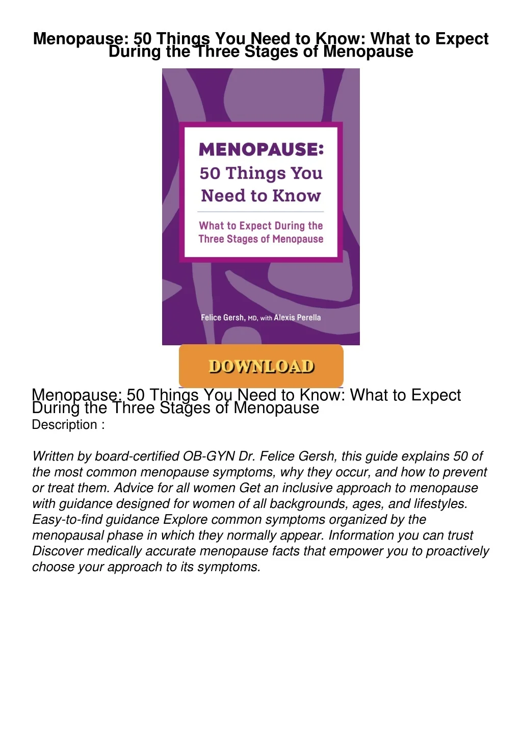 PPT - Book⚡[PDF] Menopause: 50 Things You Need to Know: What to Expect ...