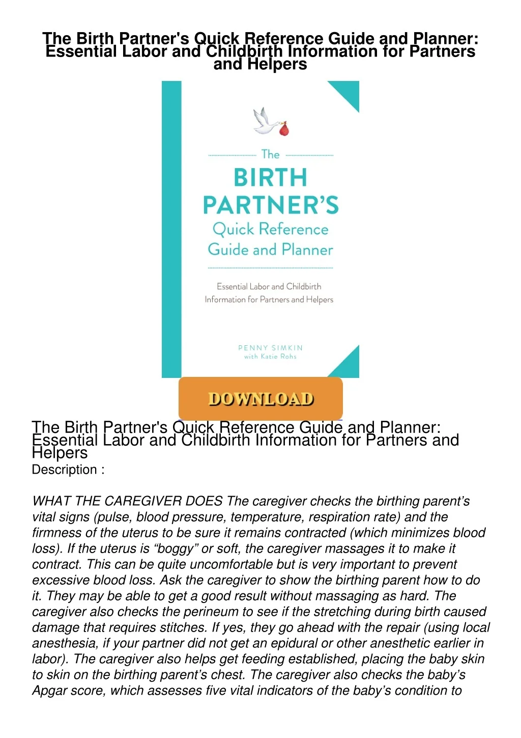 PPT - [PDF]⚡ The Birth Partner's Quick Reference Guide and Planner ...