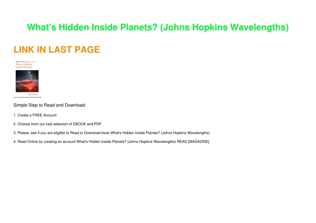PPT - [ PDF ⚡] DOWNLOAD What's Hidden Inside Planets? (Johns Hopkins