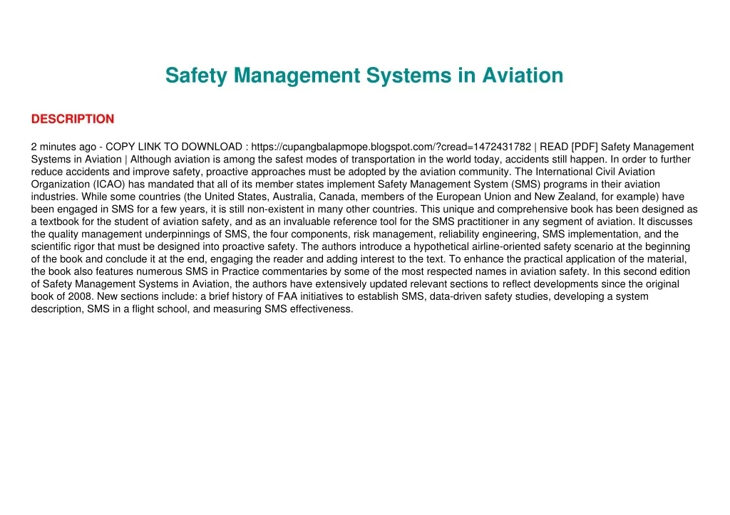 PPT - [PDF] ⭐ DOWNLOAD EBOOK ⭐ Safety Management Systems in Aviation ...