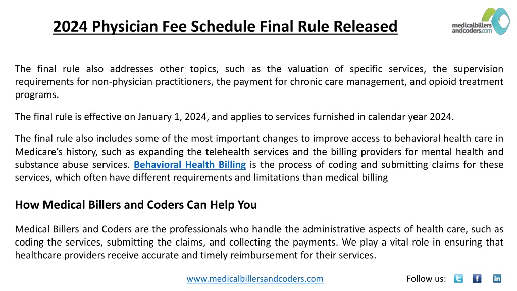 PPT - 2024 Physician Fee Schedule Final Rule Released PowerPoint ...