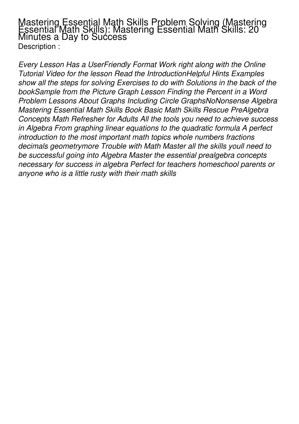 PPT - Mastering-Essential-Math-Skills-Problem-Solving-Mastering ...