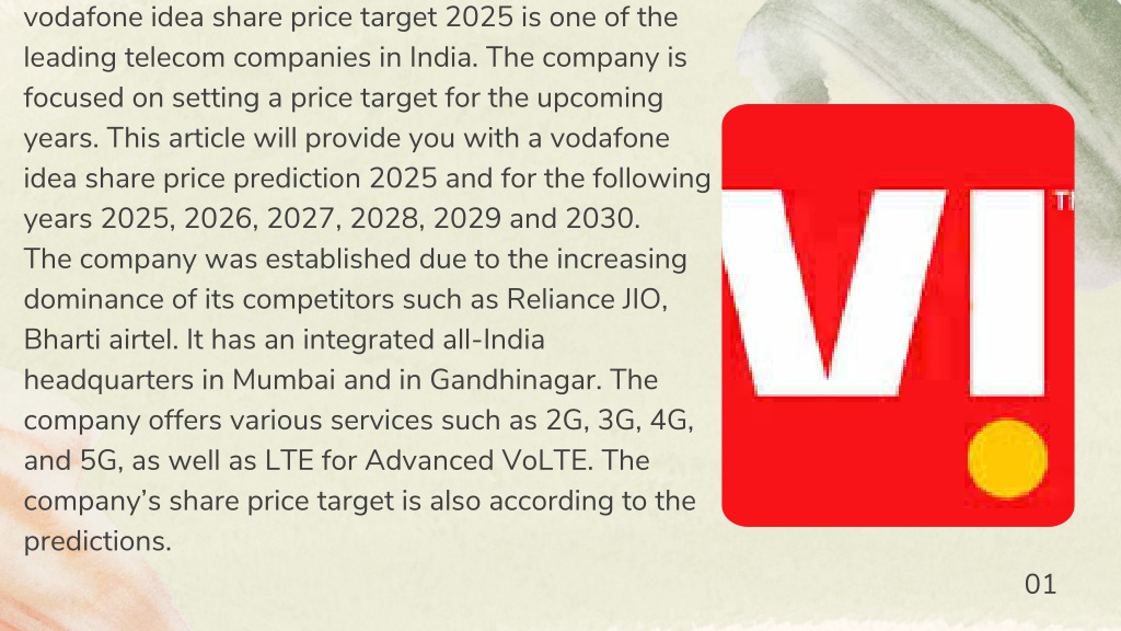 PPT vodafone idea share price target 2025 PowerPoint Presentation