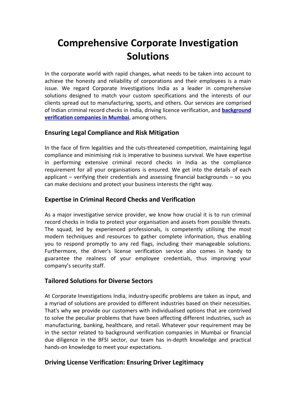 PPT - Comprehensive Corporate Investigation Solutions PowerPoint ...