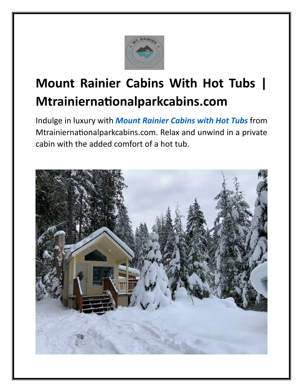 PPT Mount Rainier Cabins With Hot Tubs Mtrainiernationalparkcabins