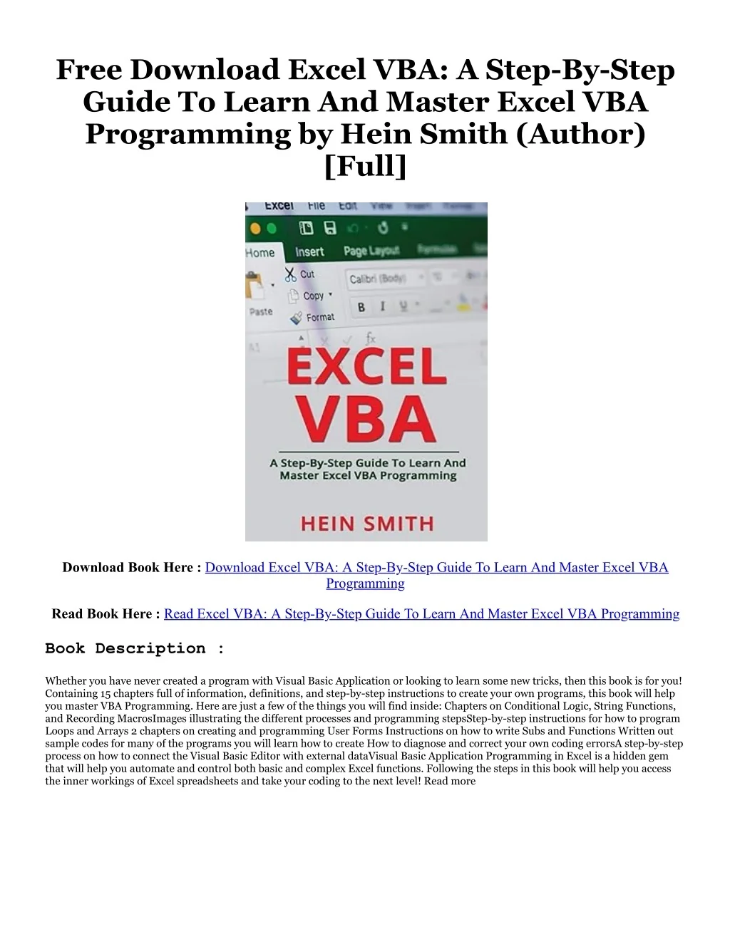 PPT - [Pdf]$$ Excel VBA: A Step-By-Step Guide To Learn And Master Excel ...
