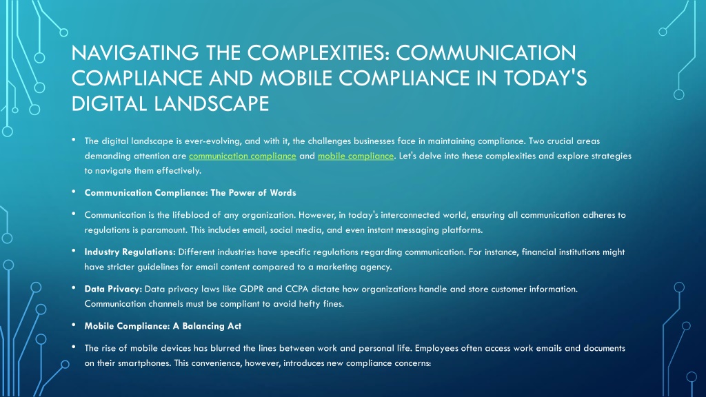 PPT - Navigating the Complexities Communication Compliance and Mobile 