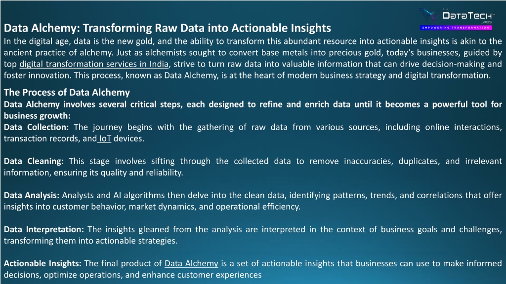 Ppt Data Alchemy Transforming Raw Data Into Actionable Insights Powerpoint Presentation Id 