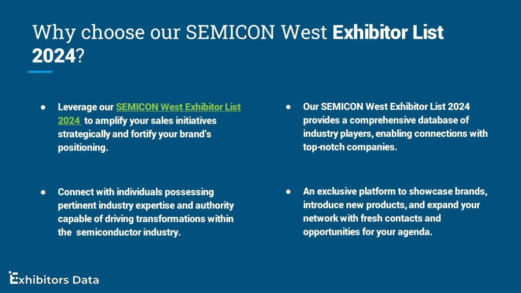 PPT SEMICON West Exhibitor List 2024 PowerPoint Presentation, free