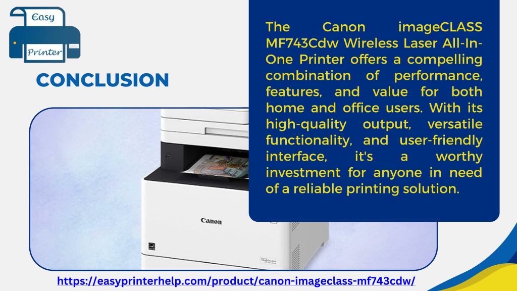 PPT - Canon ImageCLASS MF743Cdw Wireless Laser All In One Printer ...