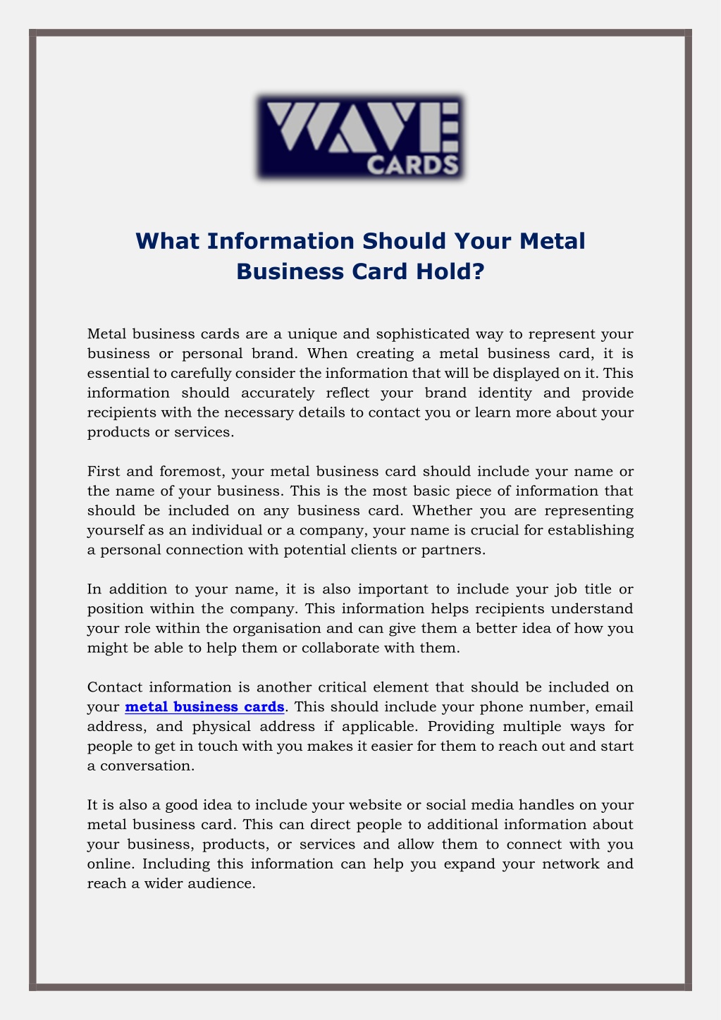 Ppt - What Information Should Your Metal Business Card Hold Powerpoint 