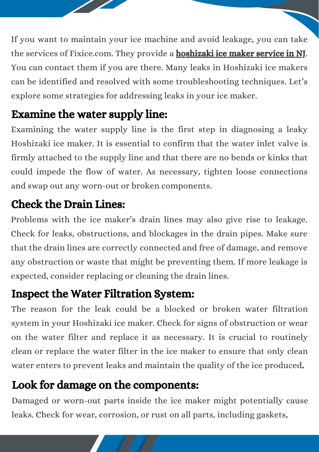 PPT Addressing Leaks in Your Hoshizaki Ice Maker Troubleshooting