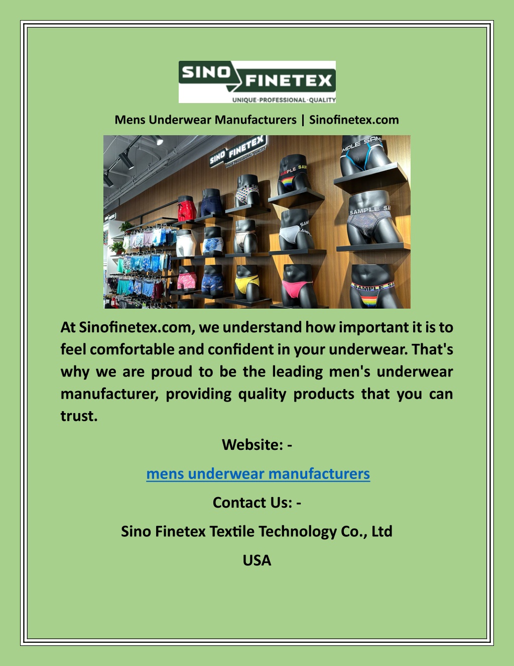 PPT - Mens Underwear Manufacturers Sinofinetex PowerPoint Presentation ...