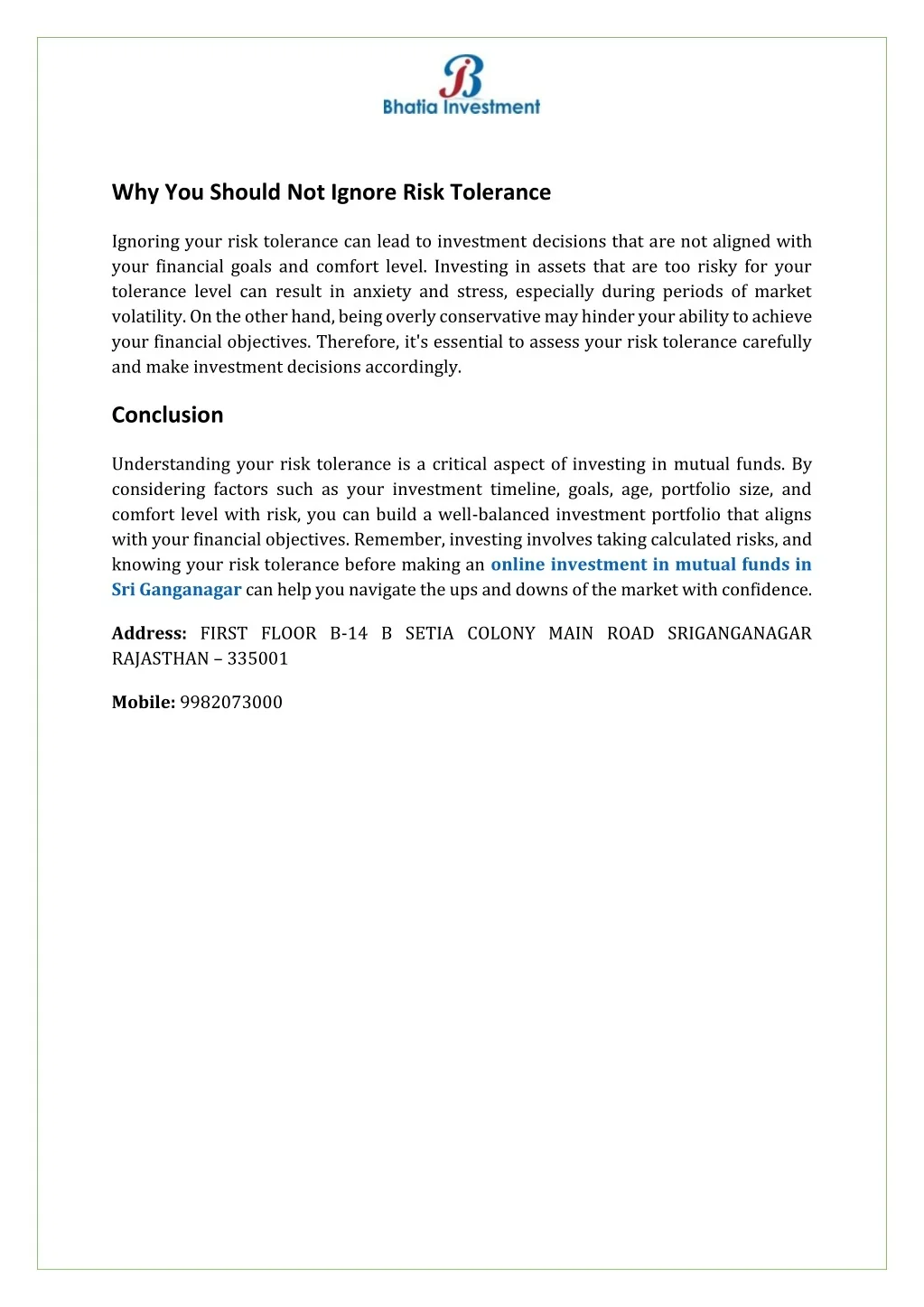 Ignoring Risk PPT - Understanding Risk Tolerance in Mutual Funds PowerPoint ...