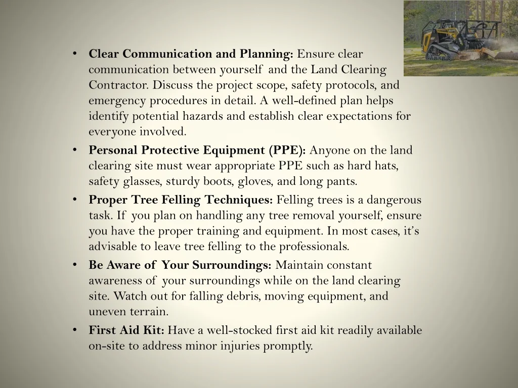 PPT - Land Clearing Safety Measures Every Property Owner Should Follow ...