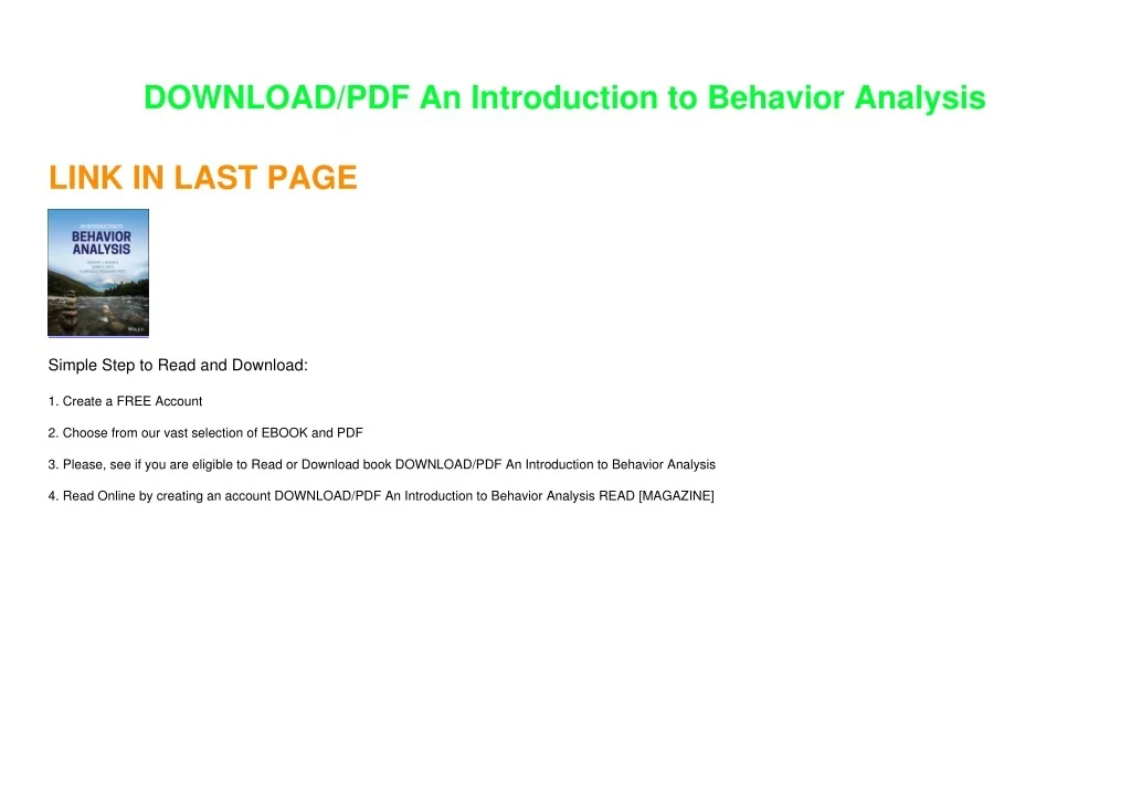 PPT - ⭐ DOWNLOAD/PDF ⚡ An Introduction to Behavior Analysis PowerPoint ...