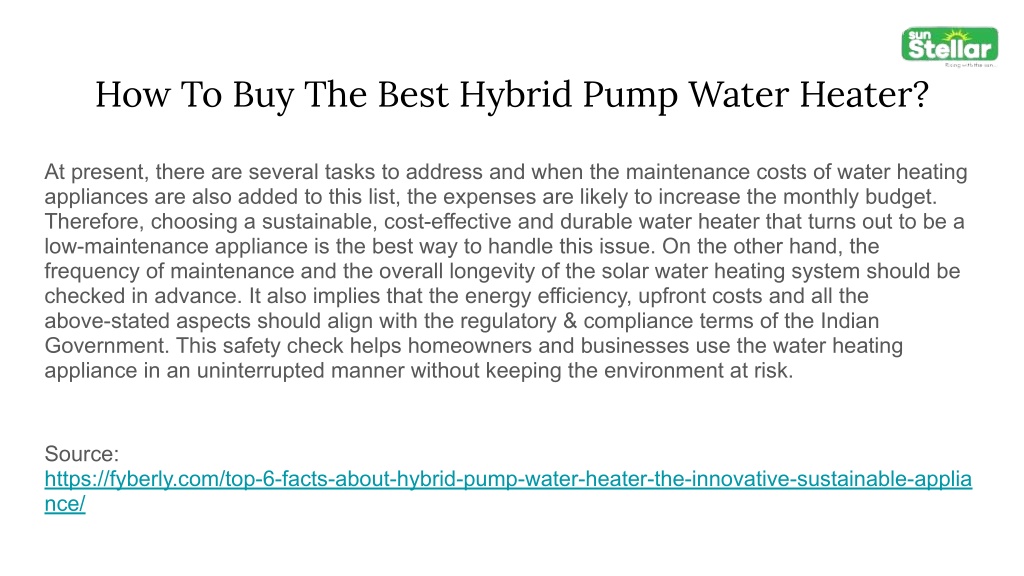 PPT - Top 6 Facts About Hybrid Pump Water Heater -The Innovative ...