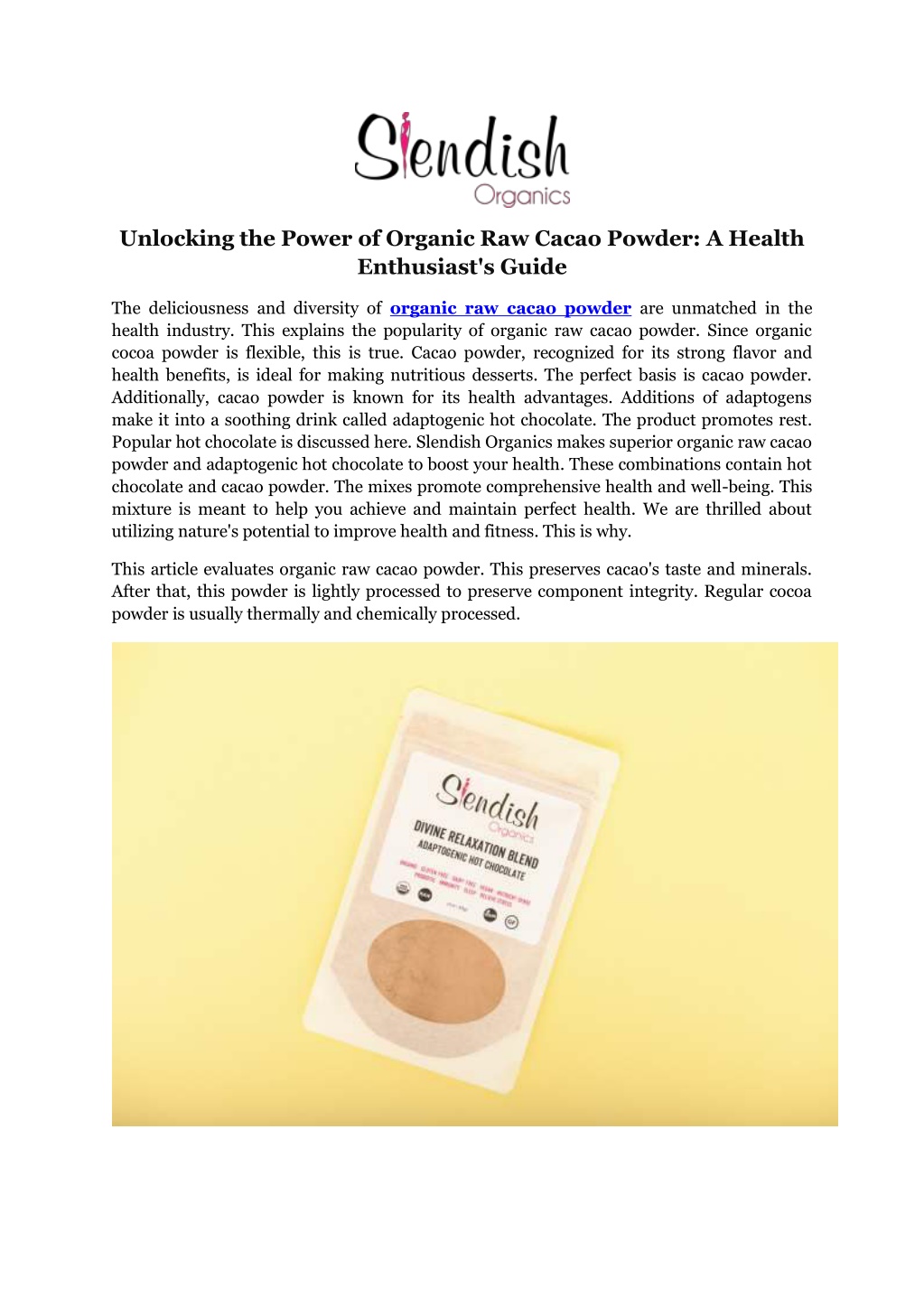 PPT - Unlocking the Power of Organic Raw Cacao Powder: A Health ...