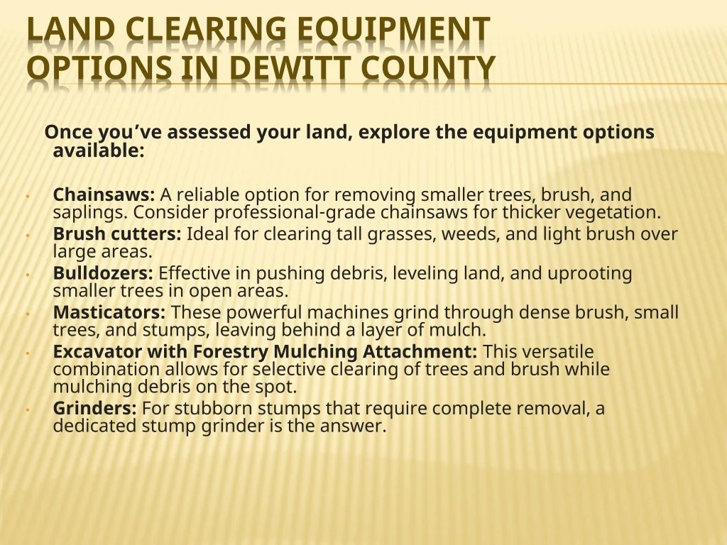 PPT - HOW TO CHOOSE THE RIGHT EQUIPMENT FOR LAND CLEARING IN DEWITT ...