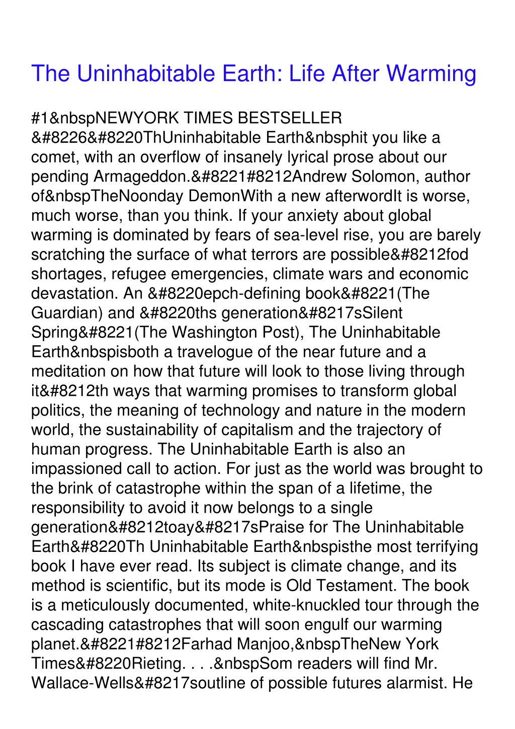 PPT - [PDF⚡READ ONLINE] The Uninhabitable Earth: Life After Warming ...