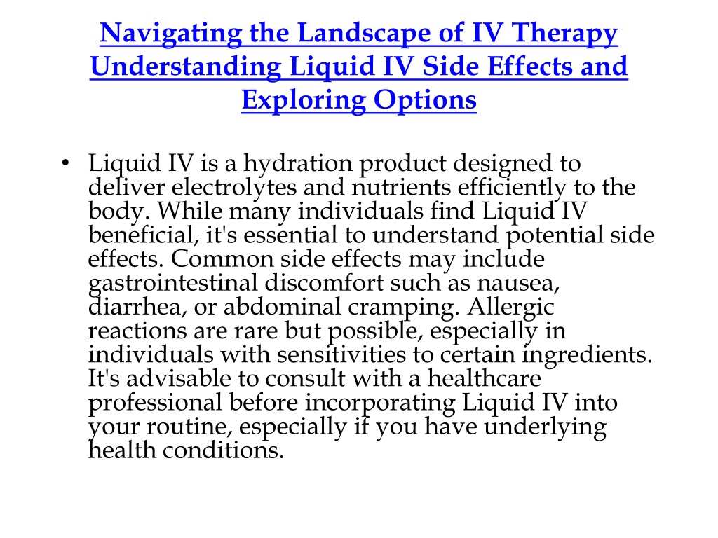 PPT - Navigating the Landscape of IV Therapy Understanding Liquid IV 