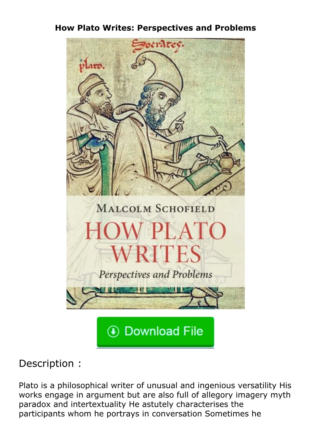 PPT - [READ]⚡PDF How Plato Writes: Perspectives and Problems PowerPoint ...